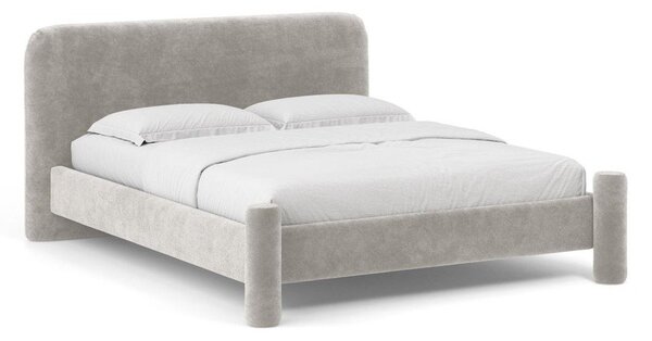 Светлосиво двойно легло 160x200 cm тапицирано с включена подматрачна рамка Vera – Micadoni