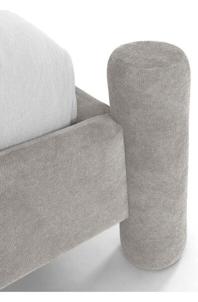 Светлосиво двойно легло 160x200 cm тапицирано с включена подматрачна рамка Vera – Micadoni