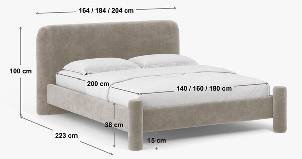 Теракотено двойно легло 160x200 cm тапицирано с включена подматрачна рамка Vera – Micadoni