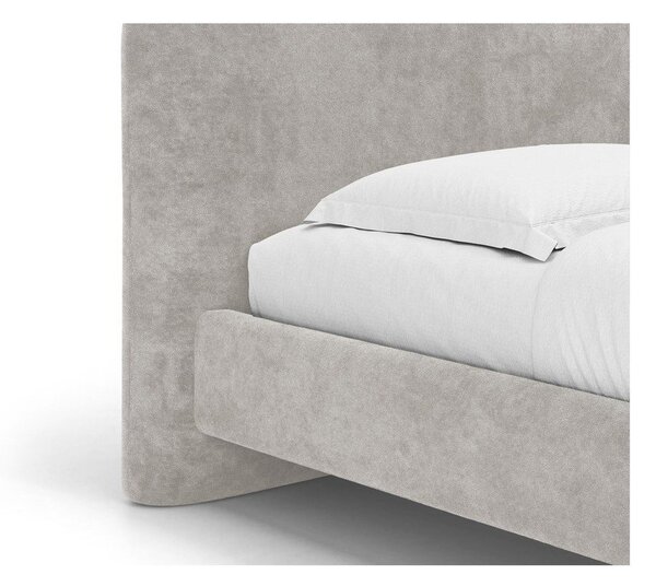 Светлосиво двойно легло 160x200 cm тапицирано с включена подматрачна рамка Vera – Micadoni