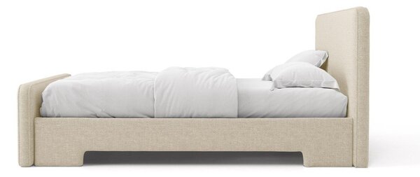 Бежово двойно легло 160x200 cm тапицирано с включена подматрачна рамка Eda – Micadoni