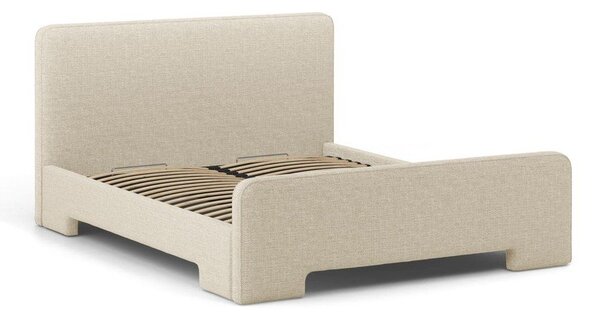 Бежово двойно легло 160x200 cm тапицирано с включена подматрачна рамка Eda – Micadoni