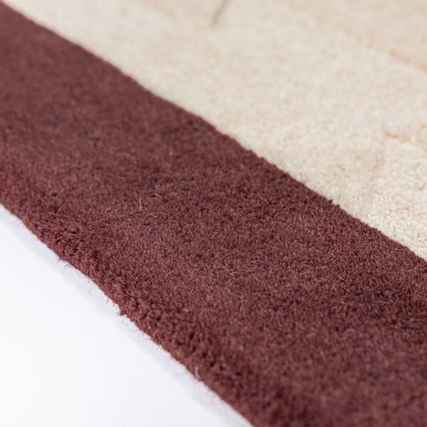 Бордо/в естествен цвят ръчно изработен вълнен килим 120x170 cm Apex Border Wool – Flair Rugs