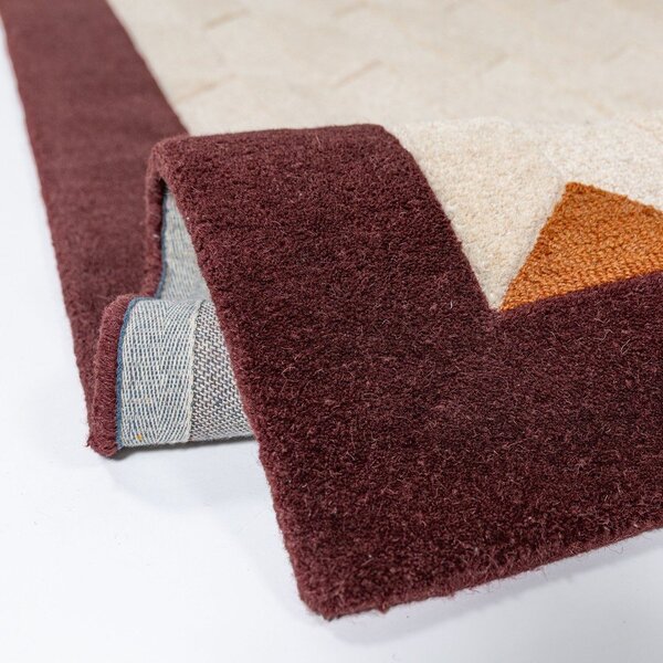 Бордо/в естествен цвят ръчно изработен вълнен килим 120x170 cm Apex Border Wool – Flair Rugs