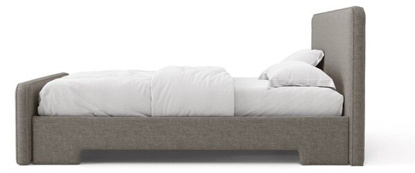 Сиво двойно легло 160x200 cm тапицирано с включена подматрачна рамка Eda – Micadoni