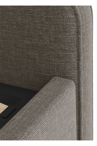 Сиво двойно легло 160x200 cm тапицирано с включена подматрачна рамка Eda – Micadoni