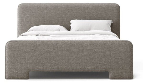 Сиво двойно легло 160x200 cm тапицирано с включена подматрачна рамка Eda – Micadoni
