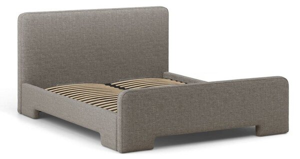 Сиво двойно легло 160x200 cm тапицирано с включена подматрачна рамка Eda – Micadoni