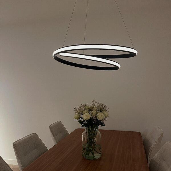 Модерен висящ аплик черен 74 см с LED - Rowan