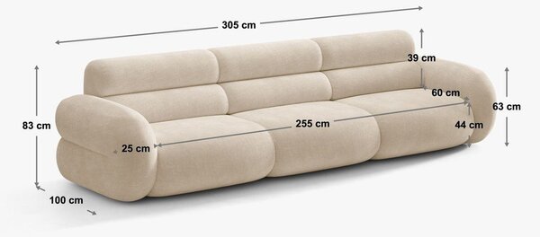 Кафяв шенилов диван 305 cm Neo – Micadoni