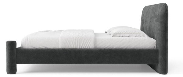 Тъмносиво двойно легло 140x200 cm тапицирано с включена подматрачна рамка Vera – Micadoni