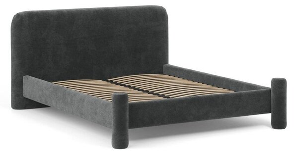 Тъмносиво двойно легло 140x200 cm тапицирано с включена подматрачна рамка Vera – Micadoni