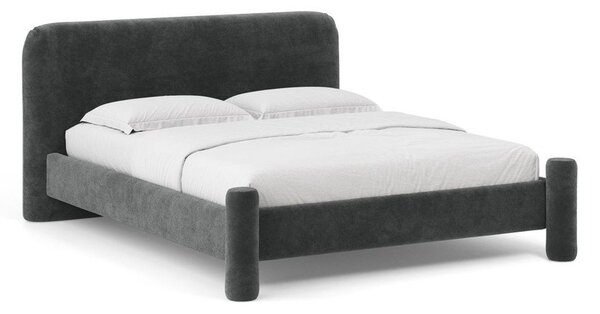 Тъмносиво двойно легло 140x200 cm тапицирано с включена подматрачна рамка Vera – Micadoni