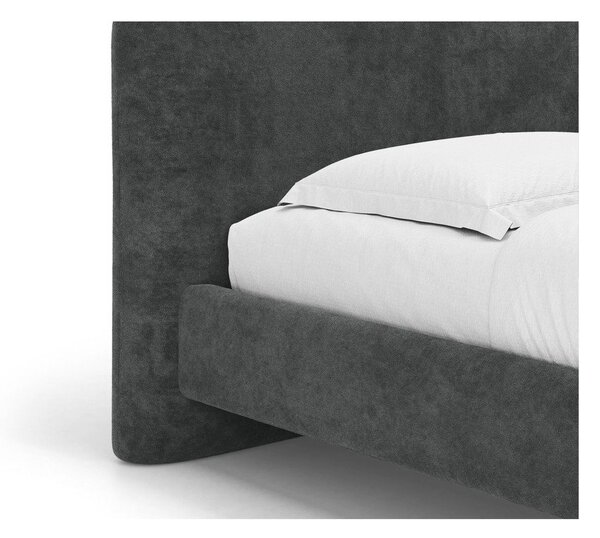 Тъмносиво двойно легло 140x200 cm тапицирано с включена подматрачна рамка Vera – Micadoni