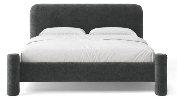 Тъмносиво двойно легло 140x200 cm тапицирано с включена подматрачна рамка Vera – Micadoni