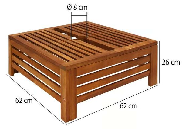 Капак за стойка за чадър от акациево дърво 62 x 62 x 26 cm