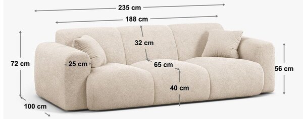 Тъмносин кадифен диван 235 cm Molino – Micadoni