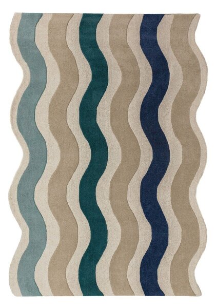 Син ръчно изработен вълнен килим 140x200 cm Cascade Wool – Flair Rugs