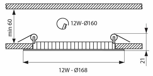 V КРЪГЪЛ LED ПАНЕЛ ЗА ВГРАЖДАНЕ ЧЕРЕН 4000K 12W