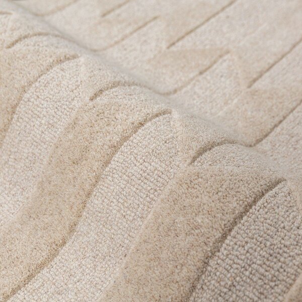 Зелена/в естествен цвят ръчно изработена вълнена пътека 60x230 cm Apex Border Wool – Flair Rugs