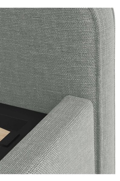 Светлосиво двойно легло 160x200 cm тапицирано с включена подматрачна рамка Eda – Micadoni