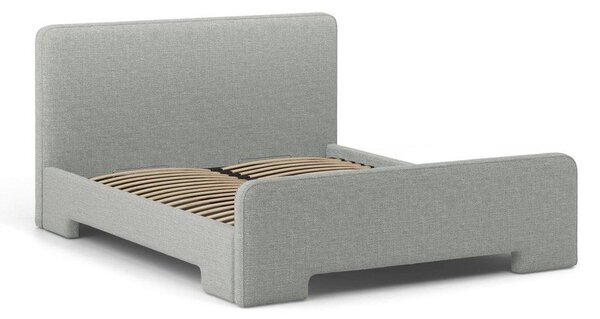 Светлосиво двойно легло 160x200 cm тапицирано с включена подматрачна рамка Eda – Micadoni