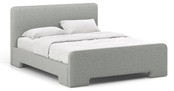 Светлосиво двойно легло 160x200 cm тапицирано с включена подматрачна рамка Eda – Micadoni