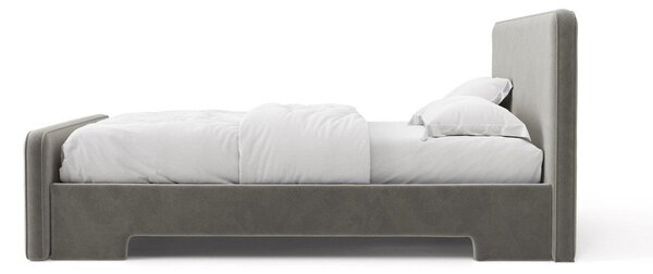 Сиво двойно легло 160x200 cm тапицирано с включена подматрачна рамка Eda – Micadoni