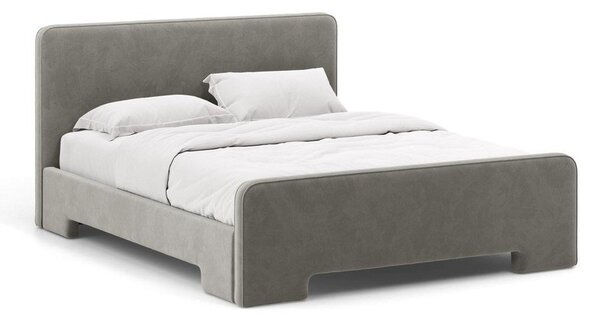 Сиво двойно легло 160x200 cm тапицирано с включена подматрачна рамка Eda – Micadoni