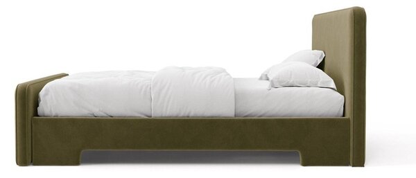 Светлозелено двойно легло 160x200 cm тапицирано с включена подматрачна рамка Eda – Micadoni