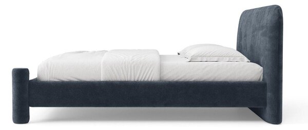 Тъмносиньо двойно легло 160x200 cm тапицирано с включена подматрачна рамка Vera – Micadoni