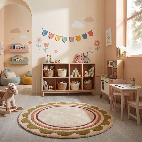 Ръчно изработен вълнен кръгъл килим в естествен цвят ø 120 cm Lois – Flair Rugs