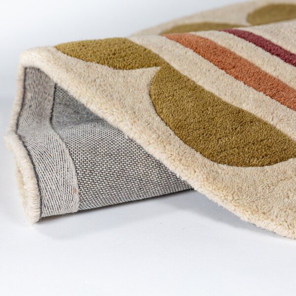 Ръчно изработен вълнен кръгъл килим в естествен цвят ø 120 cm Lois – Flair Rugs