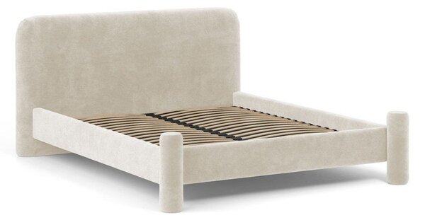 Бежово двойно легло 160x200 cm тапицирано с включена подматрачна рамка Vera – Micadoni