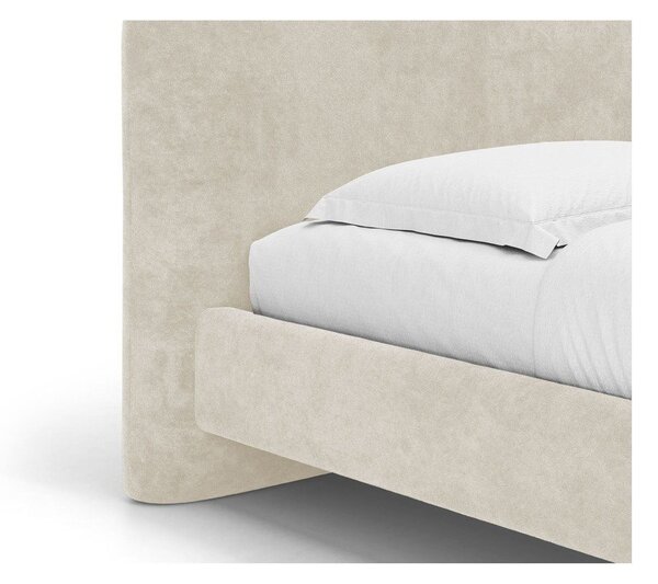 Бежово двойно легло 160x200 cm тапицирано с включена подматрачна рамка Vera – Micadoni