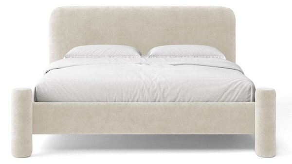 Бежово двойно легло 160x200 cm тапицирано с включена подматрачна рамка Vera – Micadoni