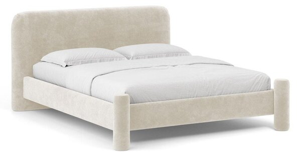 Бежово двойно легло 160x200 cm тапицирано с включена подматрачна рамка Vera – Micadoni