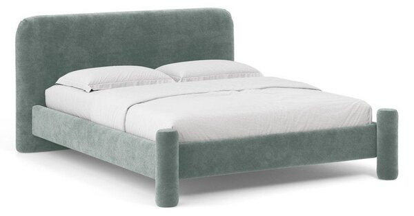 Светлосиньо двойно легло 160x200 cm тапицирано с включена подматрачна рамка Vera – Micadoni