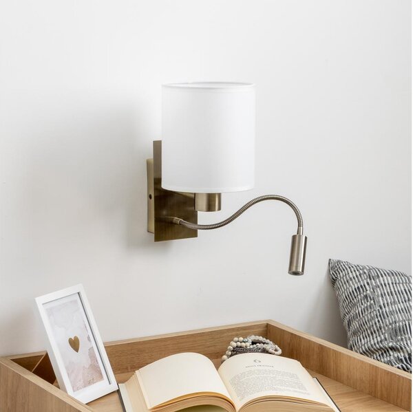 Brilagi - LED Аплик NUBILA 1xE27/25W/230V + LED/3W месинг/бял