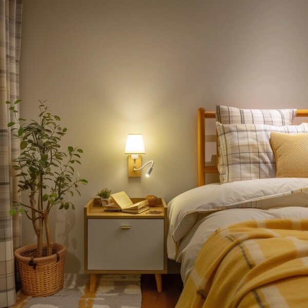 Brilagi - LED Аплик NUBILA WOOD 1xE27/25W/230V + LED/3W дъб/кремав
