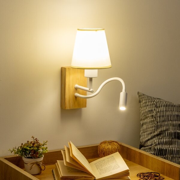 Brilagi - LED Аплик NUBILA WOOD 1xE27/25W/230V + LED/3W дъб/кремав