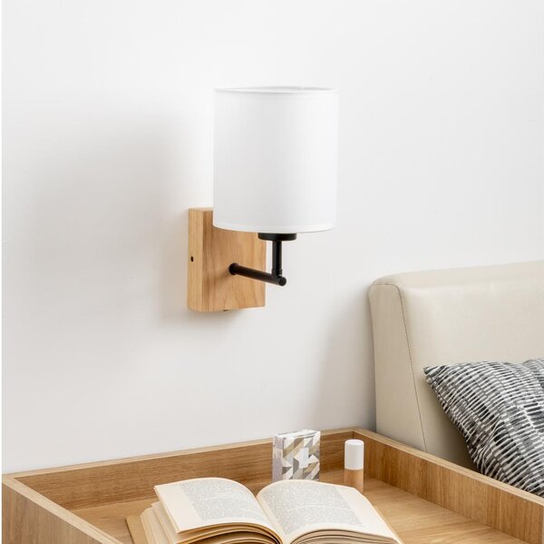 Brilagi - Аплик NUBILA WOOD 1xE27/25W/230V дъб/бял
