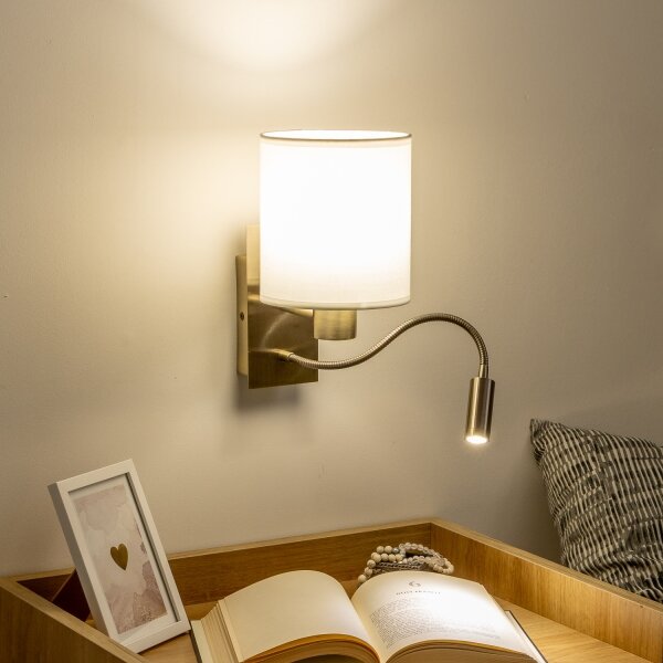 Brilagi - LED Аплик NUBILA 1xE27/25W/230V + LED/3W месинг/бял