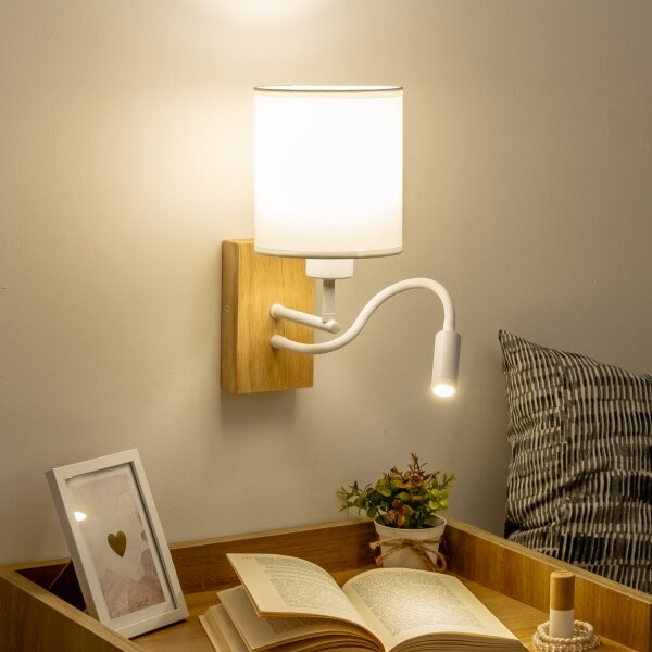 Brilagi - LED Аплик NUBILA WOOD 1xE27/25W/230V + LED/3W дъб/бял