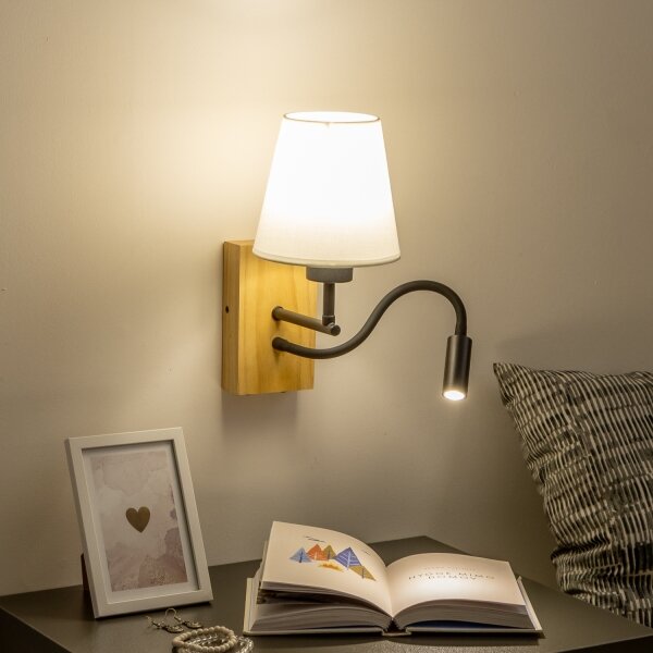 Brilagi - LED Аплик NUBILA WOOD 1xE27/25W/230V + LED/3W дъб/кремав
