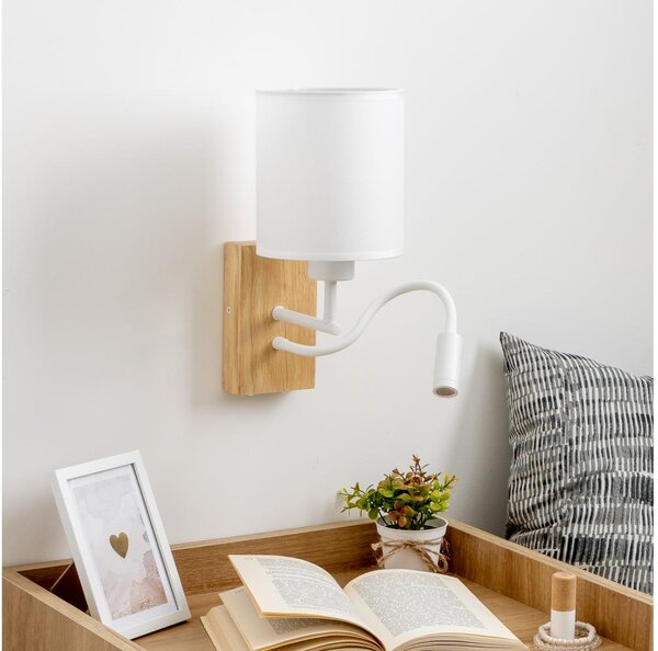 Brilagi - LED Аплик NUBILA WOOD 1xE27/25W/230V + LED/3W дъб/бял