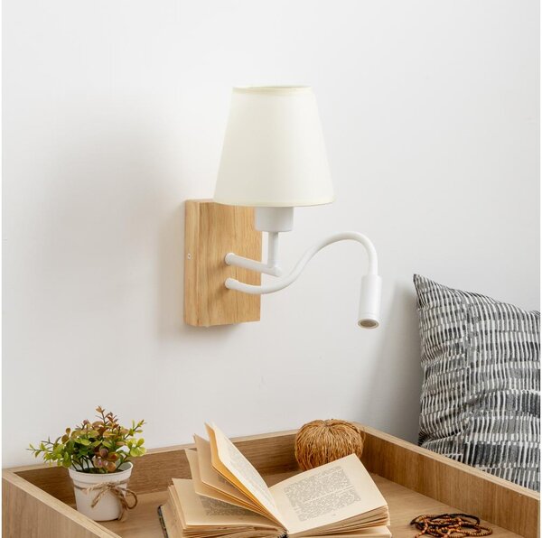Brilagi - LED Аплик NUBILA WOOD 1xE27/25W/230V + LED/3W дъб/кремав