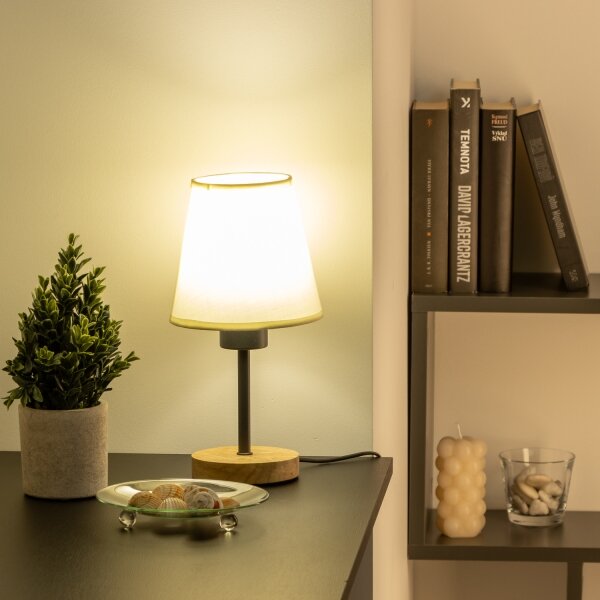 Brilagi - Настолна лампа NUBILA WOOD 1xE27/25W/230V дъб/кремав
