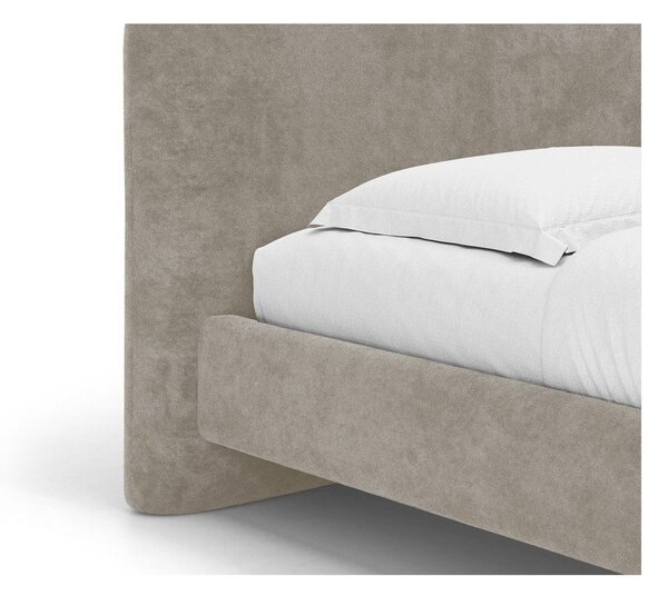Бежово двойно легло 160x200 cm тапицирано с включена подматрачна рамка Vera – Micadoni