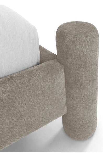 Бежово двойно легло 160x200 cm тапицирано с включена подматрачна рамка Vera – Micadoni